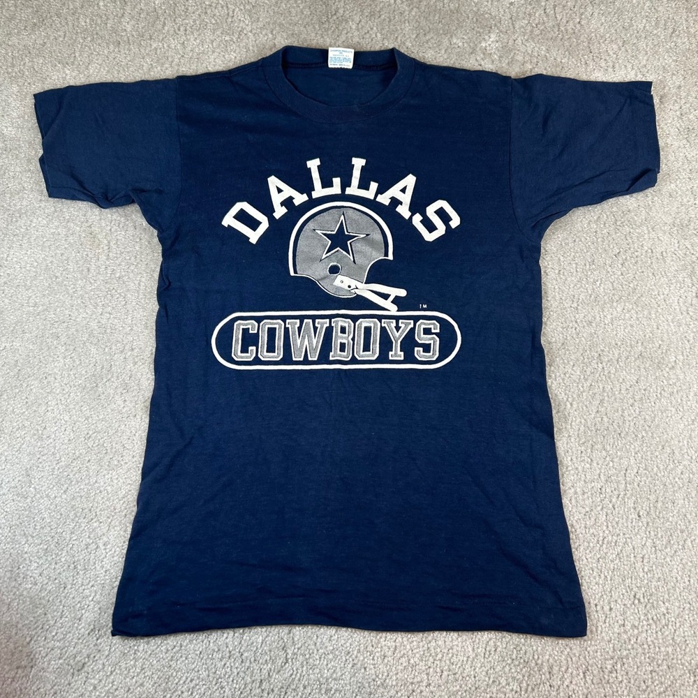 Vintage 70s Champion Dallas Cowboys T-Shirt Mens Small Navy Blue Made in USA NFL